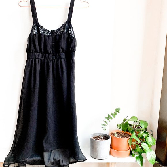 Kimchi Blue Dresses & Skirts - kimchi blue black dress high low hem lace detail